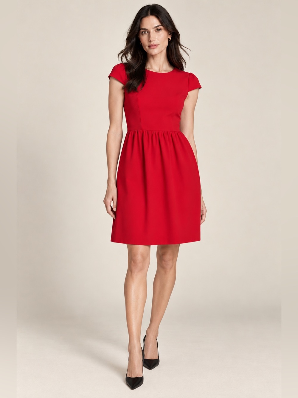 Emporio Armani Red Cap-Sleeve Midi Dress
